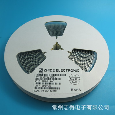 【SMCJ43CA瞬态抑制二极管贴片TVS正品ZHIDE志得原厂现货制造商14+】价格,厂家,图片,其他二极管,常州志得电子-